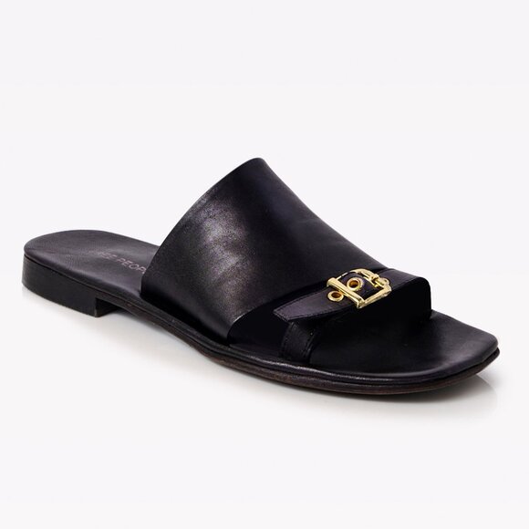 FREE PEOPLE Mila Minimal Flat Sandals / Black - Picture 5 of 11